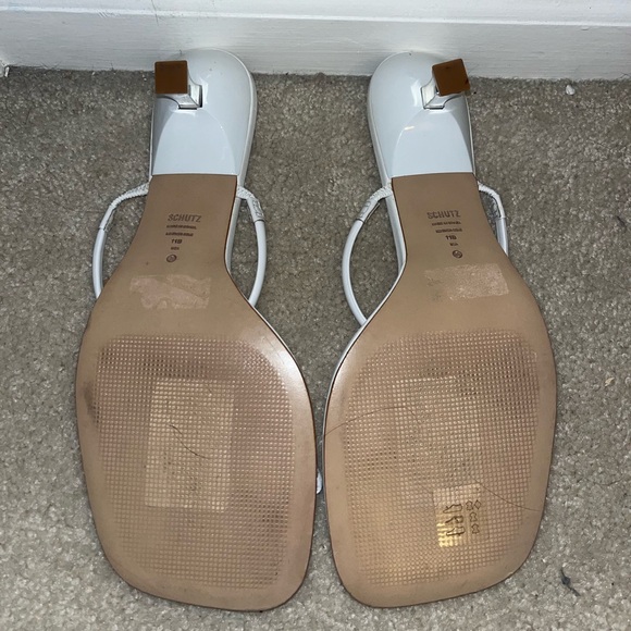 Schutz White Leather Strappy Agatha Mid Sandal, 11 - Picture 8 of 9